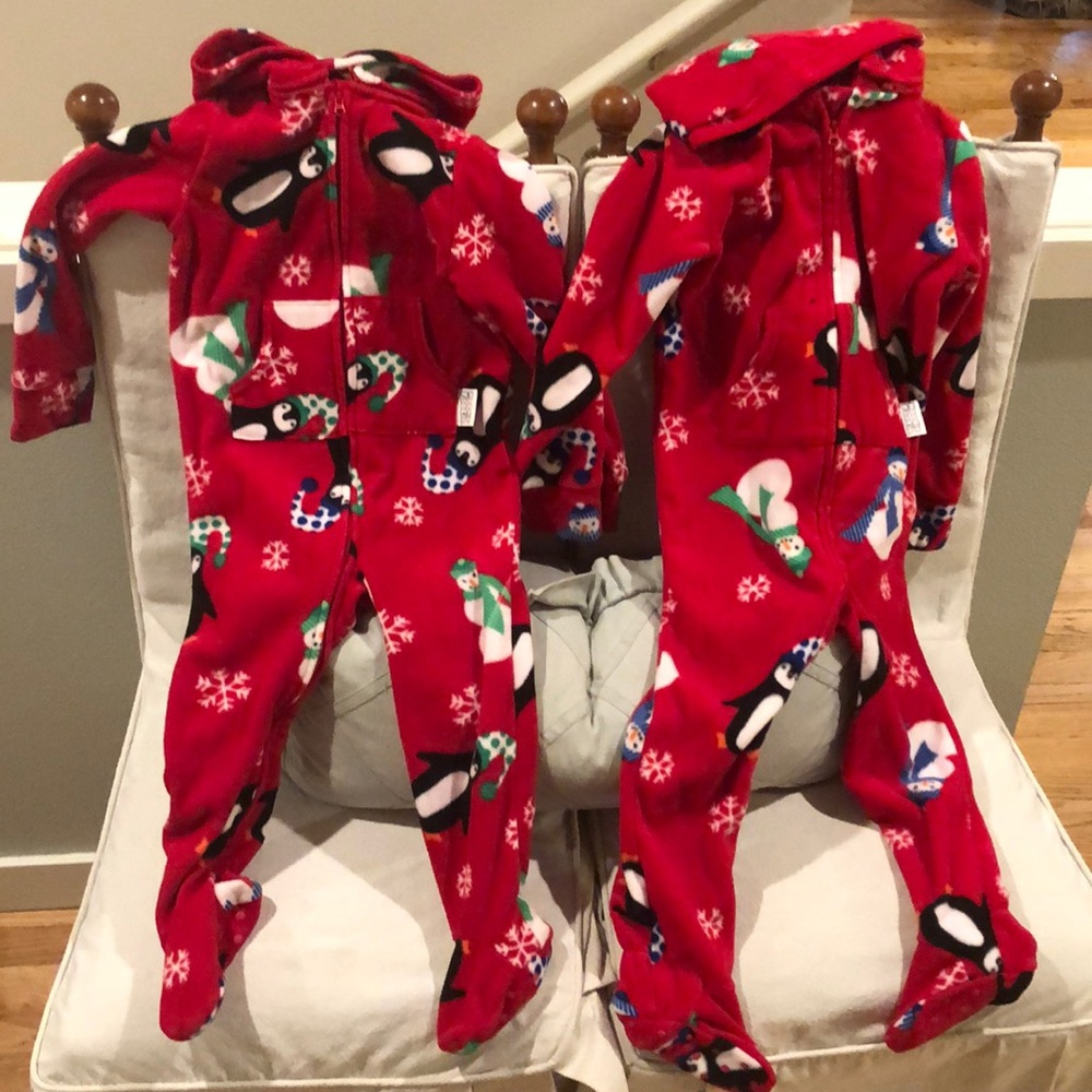 Fleece Holiday Hoodie-Footie Pajamas